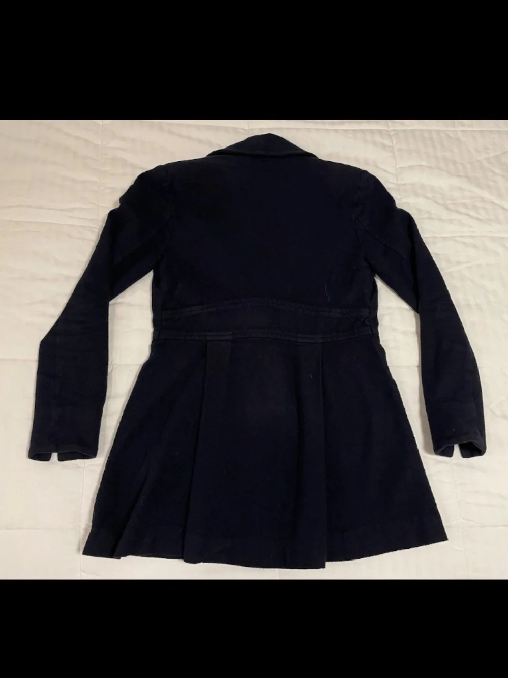 Free People Navy Blue Pea Coat Women XS Single Breasted Two Button Long Sleeve